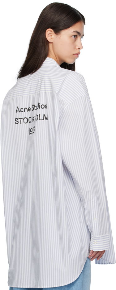 Риза Acne Studios Acne Studios Striped Oversized Button-Up Shirt Синьо | CB0117-, 2
