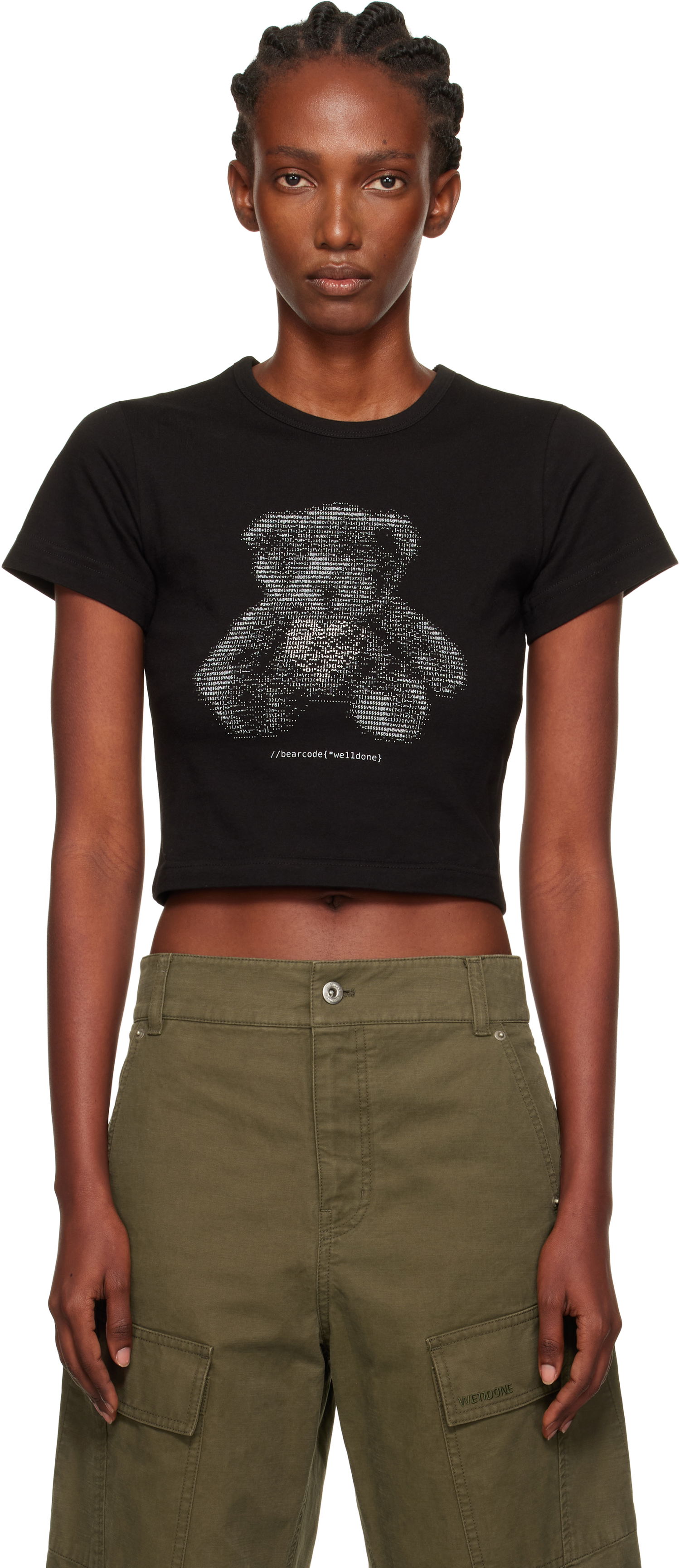 Тениска We11done We11done Code Teddy Cropped T-Shirt Черно | WD-TT2-25-770-W-BK, 0