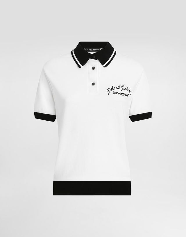 Dolce & Gabbana Short Sleeve Cotton Piqué Polo Shirt with Logo Embroidery