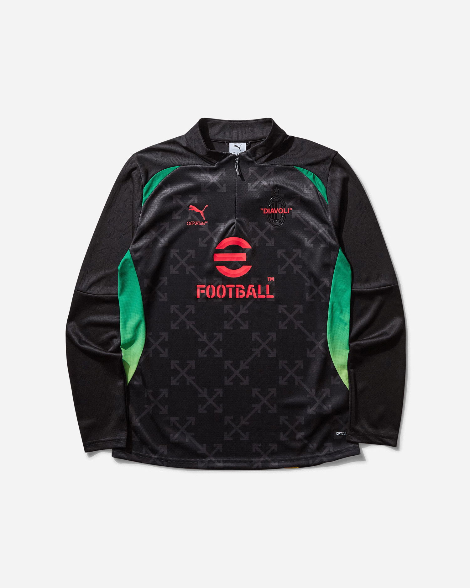 Суитчър Puma AC Milan x Off-White Prematch 1/4-Zip Jersey Black / Red Черно | 783006-04, 0