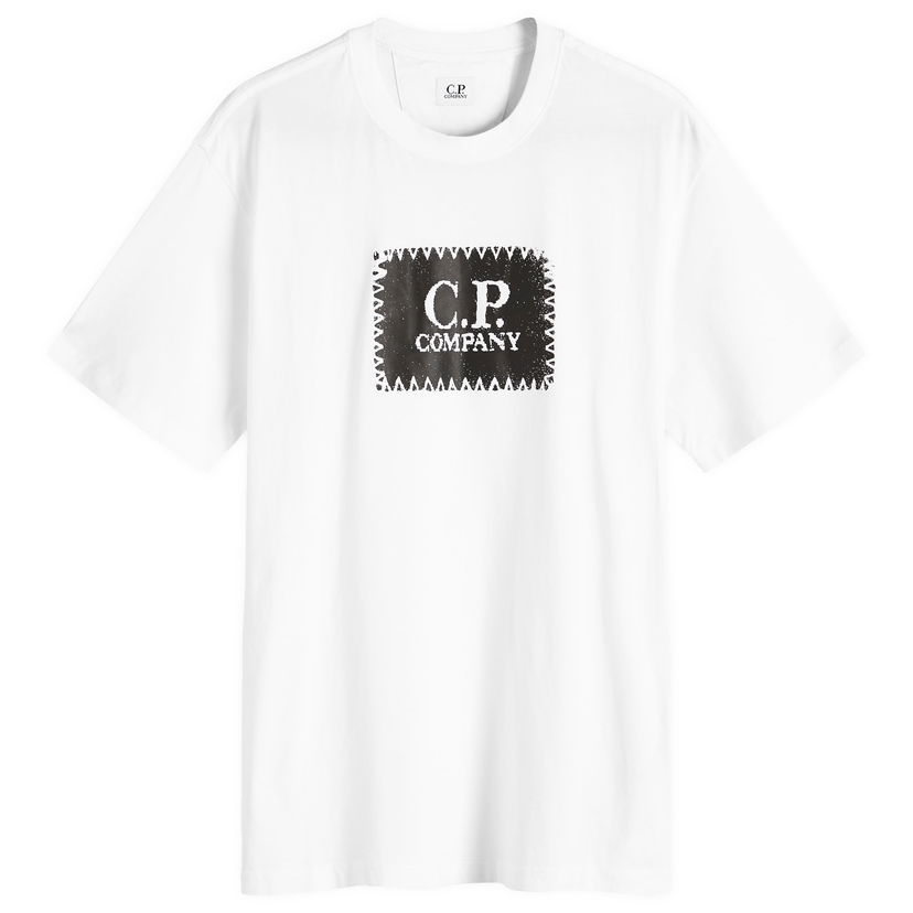 Тениска C.P. Company Logo Label T-Shirt Gauze White, Large Бяло | 17CMTS029A-005100W-103