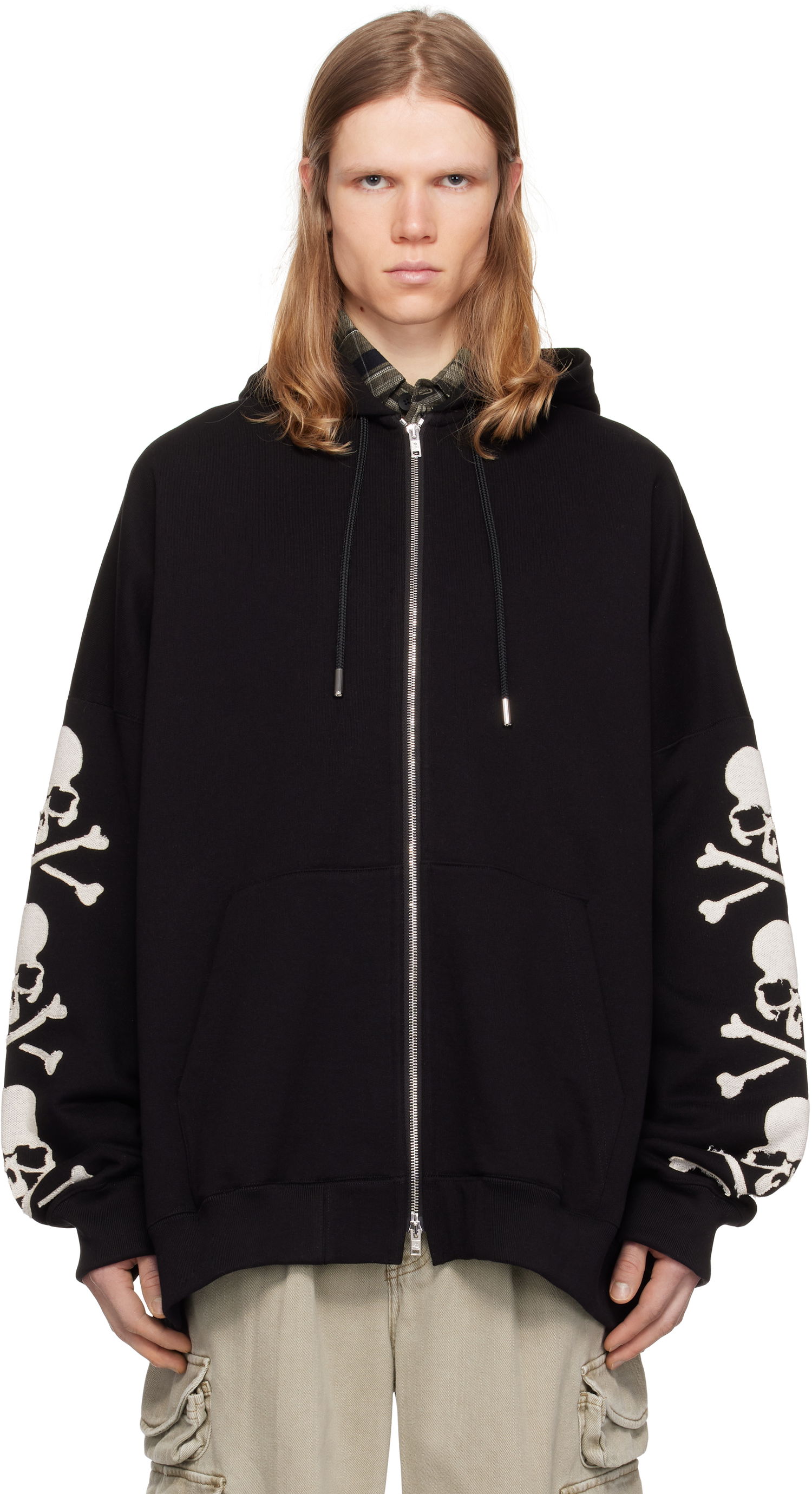 Суитчър Mastermind WORLD Mastermind World Oversized Skull Crossbones Zip Hoodie Черно | MW25S14-SW026-015, 0