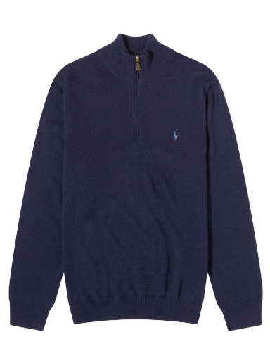 Суитчър Polo by Ralph Lauren Polo Ralph Lauren  Lambswool Half Zip Knit Hunter Тъмно синьо | 710876756001