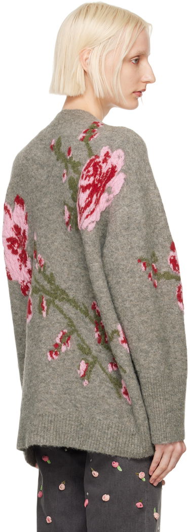 Пуловер Blumarine Floral Embroidered Cardigan Сиво | A422M489A, 2