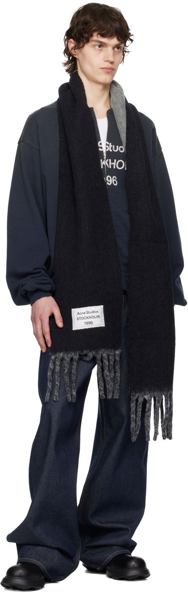 Шал Acne Studios Blue & Purple Logo Label Fringed Scarf Синьо | CA0343-, 3
