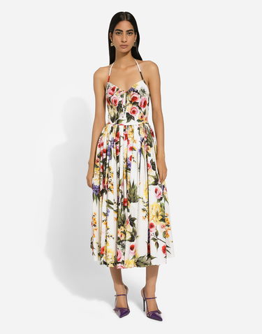 Pокля Dolce & Gabbana Dolce & Gabbana Garden Print Cotton Midi Dress Бяло | F6HABTHS5Q1HA4YB, 1