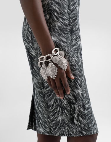 Гривна Dolce & Gabbana Dolce & Gabbana Rhinestone Maxi-Bracelet with Chain and DG Logo Металик | WBR2E5W111187655, 1