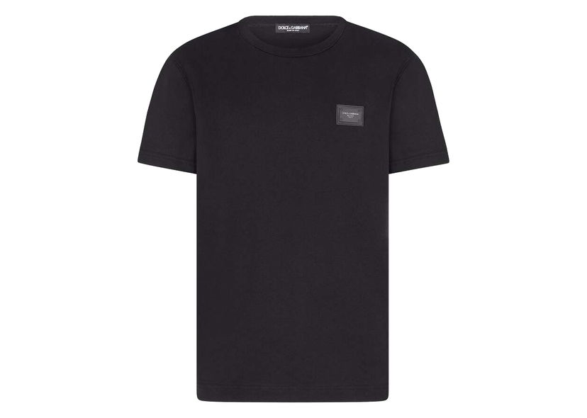 Тениска Dolce & Gabbana Cotton Branded Plate T-shirt Blue Черно | G8KJ9TFU7EQB0665