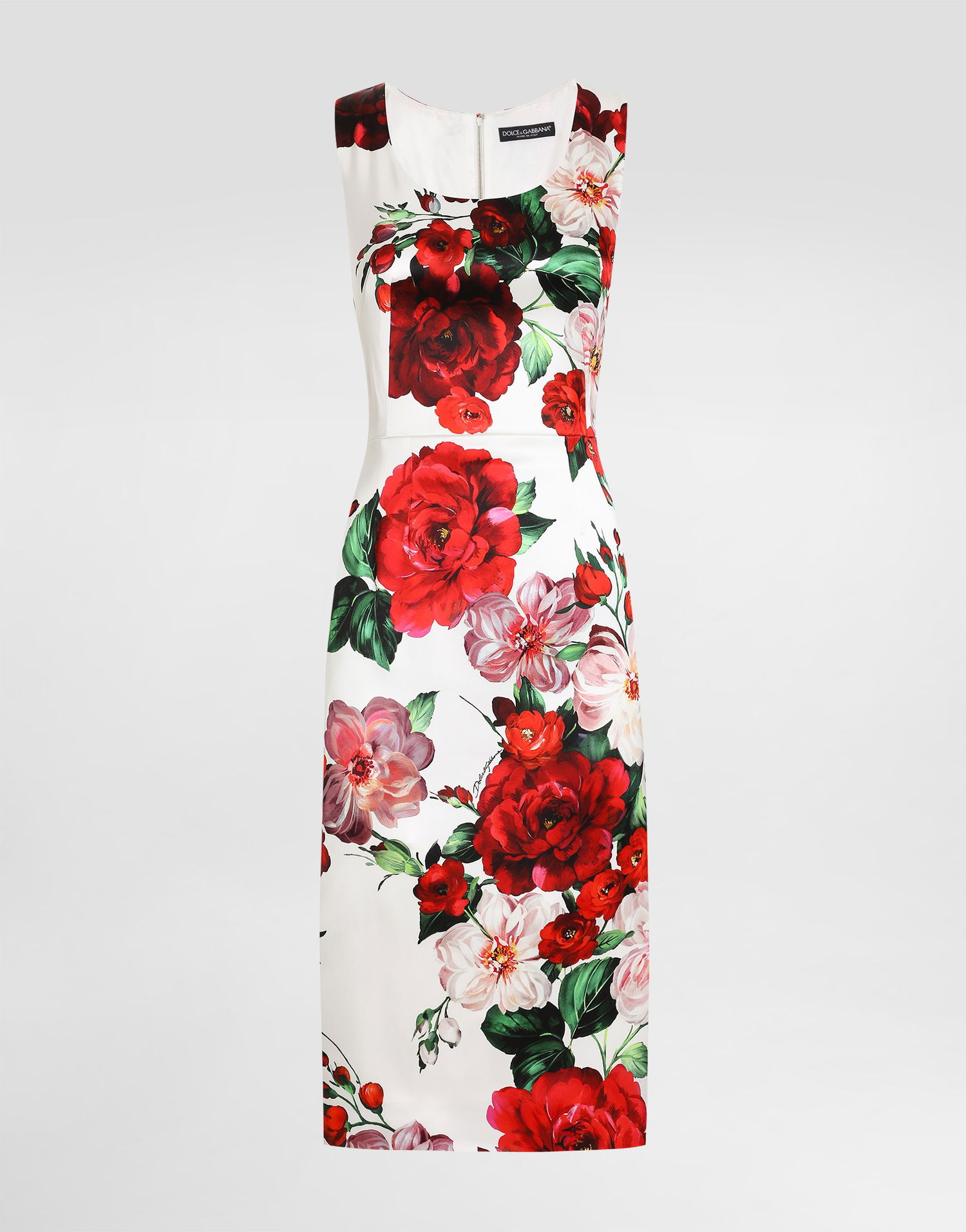 Pокля Dolce & Gabbana Dolce & Gabbana Sleeveless Rose Print Satin Calf-Length Dress Многоцветен | F6ZJ6TFSIB4HA5PD, 0