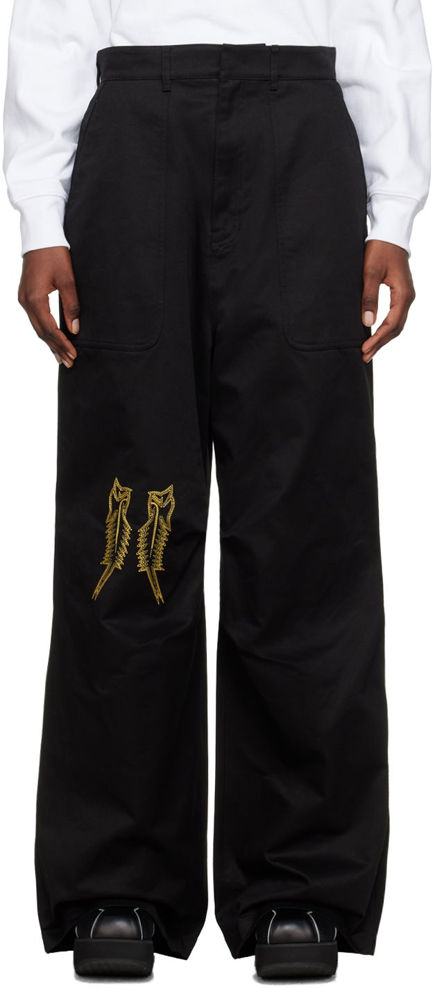 Карго панталони We11done We11done Embroidered Wide Leg Trousers Черно | WD-PT1-23-252-M-BK, 0