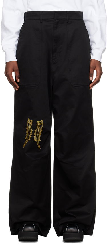 Карго панталони We11done We11done Embroidered Wide Leg Trousers Черно | WD-PT1-23-252-M-BK, 0