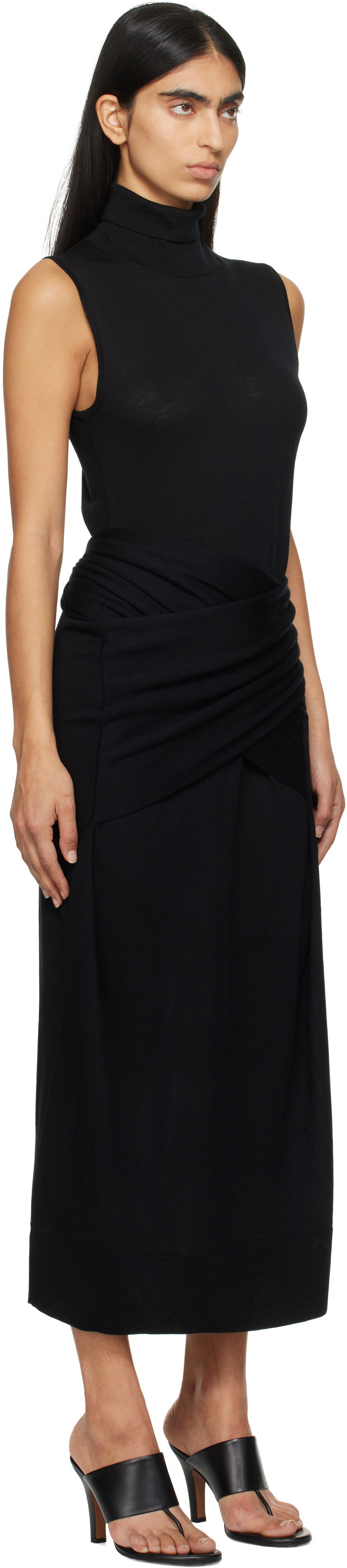 Pокля TOTEME TOTEME Draped Knit Midi Dress Черно | 244-WRD0150-YA0087, 1