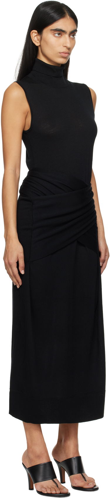 Pокля TOTEME TOTEME Draped Knit Midi Dress Черно | 244-WRD0150-YA0087, 1