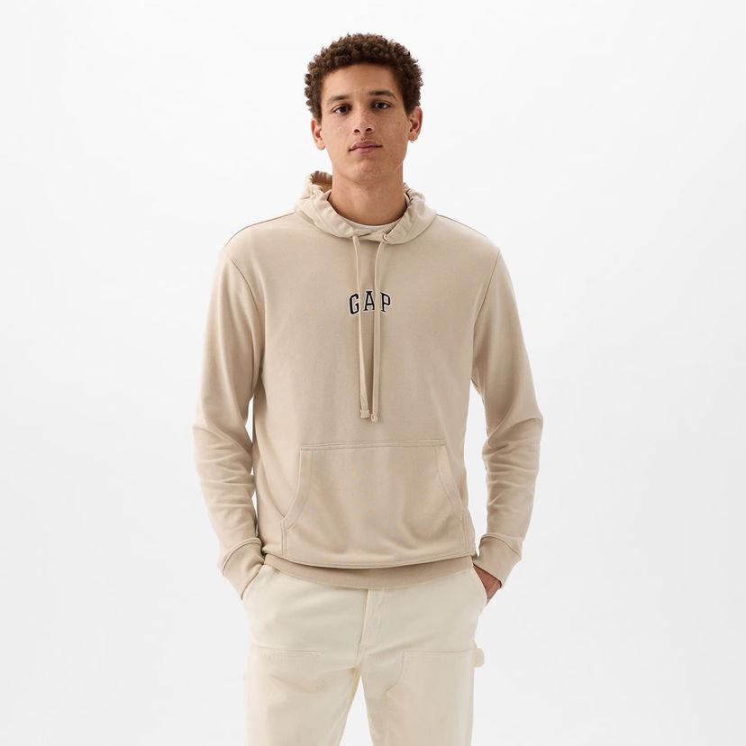 Суитчър GAP French Terry Pullover Mini Logo Hoodie Bedrock 291 Бежово | 868455-03