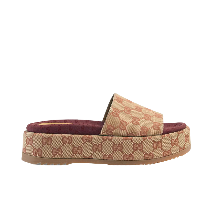 Кецове и обувки Gucci GG Supreme Platform Sandal "Dark Red" W Бежово | 573018KQW008366