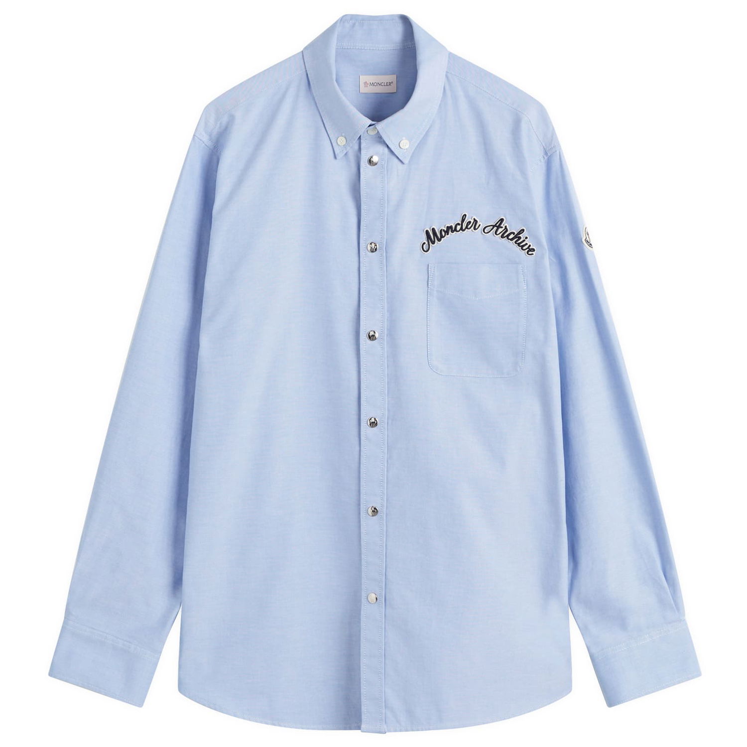 Риза Moncler Oxford Cotton Shirt With Logo Patch Синьо | 2F000-06-20838-701, 1