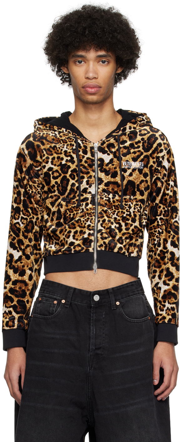 Суитчър VETEMENTS Leopard Hoodie Кафяво | UE64HD100L