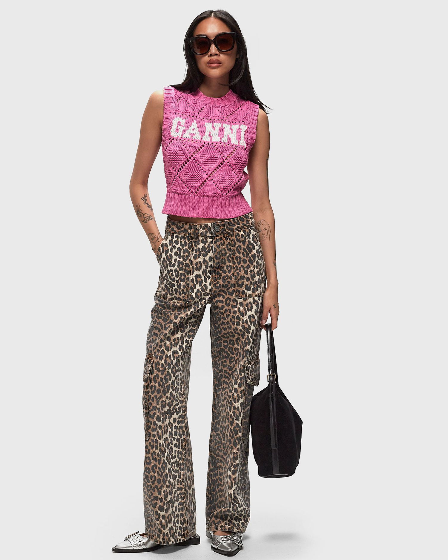 Дънки GANNI Print Denim Angi Кафяво | J1676-943, 1
