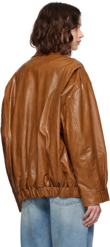 Яке бомбър Maison Margiela MM6 Maison Margiela Oversized Faux-Leather Bomber Jacket Кафяво | S52AM0325 M35465, 2