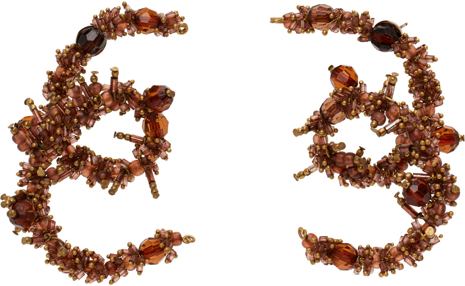 Обеци Dries Van Noten Embroidered Earrings Кафяво | 242-018227-052, 0