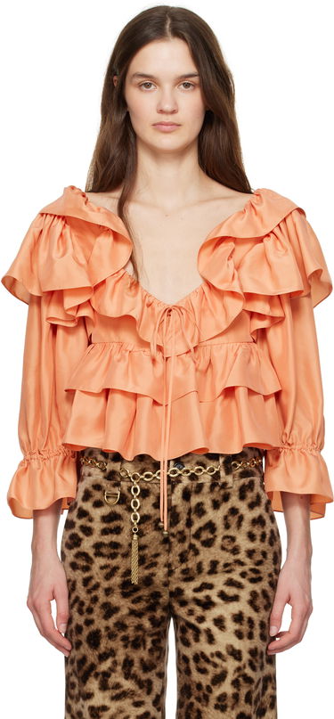 Риза CHLOÉ Chloé Cropped Ruffle Blouse Оранжево
 | CH25SHT16314, 0