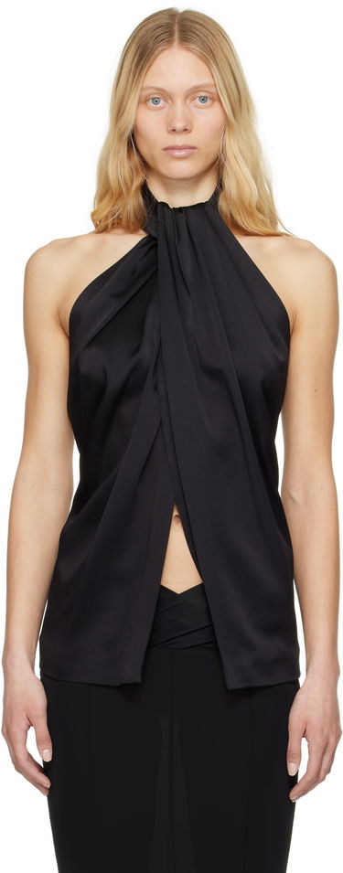 Потник Stella McCartney Stella McCartney Envers Satin Halterneck Tank Top Черно | 6T02383FU302, 0