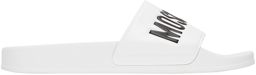 Кецове и обувки Moschino Moschino Embossed Slides Бяло | MB28022G1G G10, 0