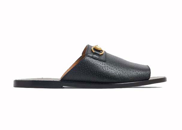 Кецове и обувки Gucci Horsebit Leather Flat Slides Black Черно | 723624 18A00 1000, 0