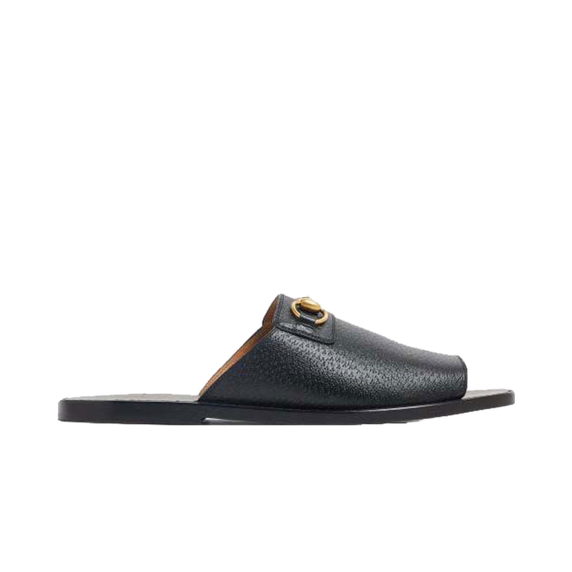 Кецове и обувки Gucci Horsebit Leather Flat Slides Black Черно | 723624 18A00 1000