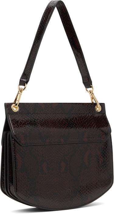 Дамска чанта GANNI GANNI Small Apo-G Snakeskin Shoulder Bag Кафяво | A6348, 2