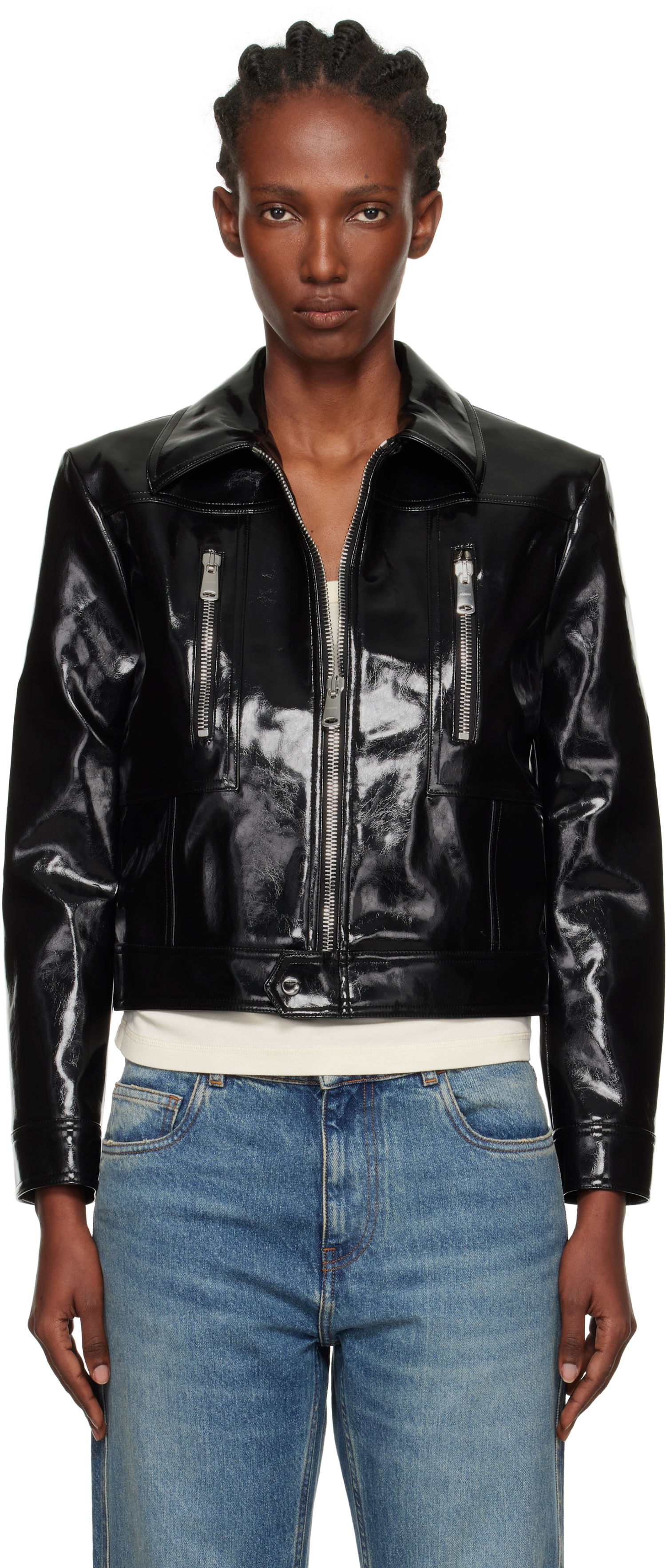 Яке Coperni Coperni Cactus Faux-Leather Jacket Черно | COPBL34F6054, 0