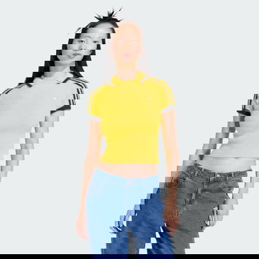 Поло тениска adidas Performance Cali Knitted Cropped Short-Sleeve Polo Top Жълто | KC6533, 0