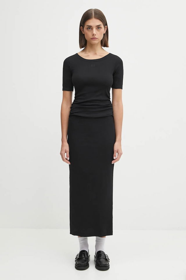 GANNI Soft Cotton Rib Maxi Dress