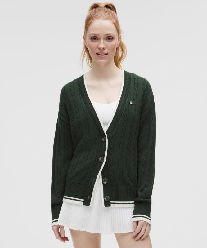 Пуловер lululemon Cable-Knit Tennis Cardigan Зелено | prod20001107, 0