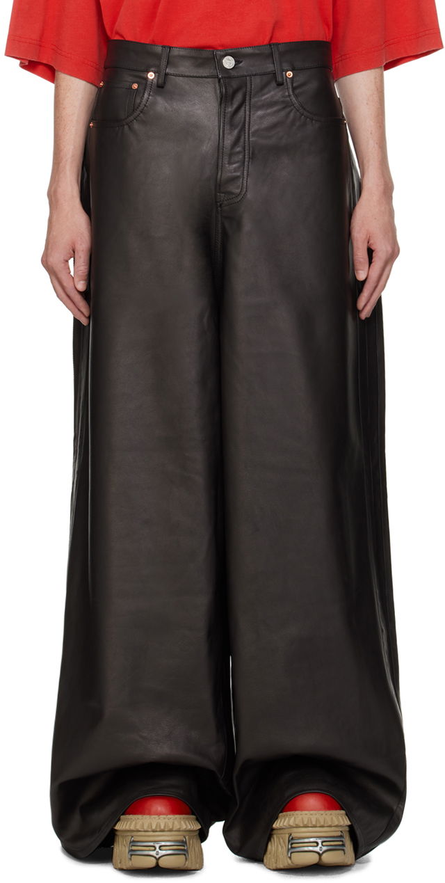 Black Wide Leather Pants