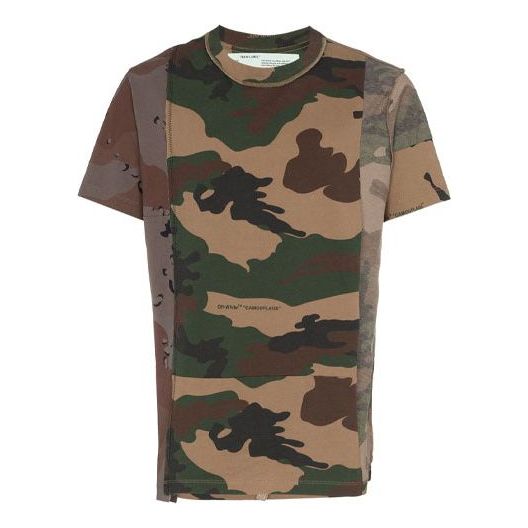 Тениска Off-White Off-White Reconstructed Camo T-Shirt Кафяво | OMAA056F181850429901, 0