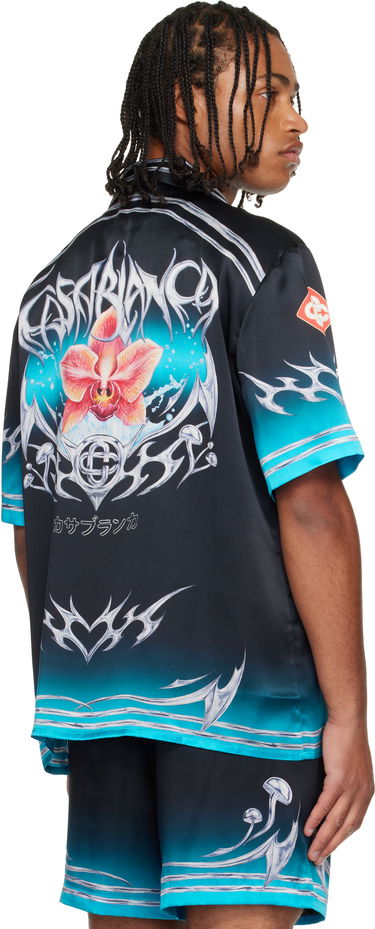 Риза Casablanca Casablanca Blades Orchid Mushroom Gradient Short Sleeve Silk Satin Shirt Многоцветен | M-AW25-SH-003-03, 2