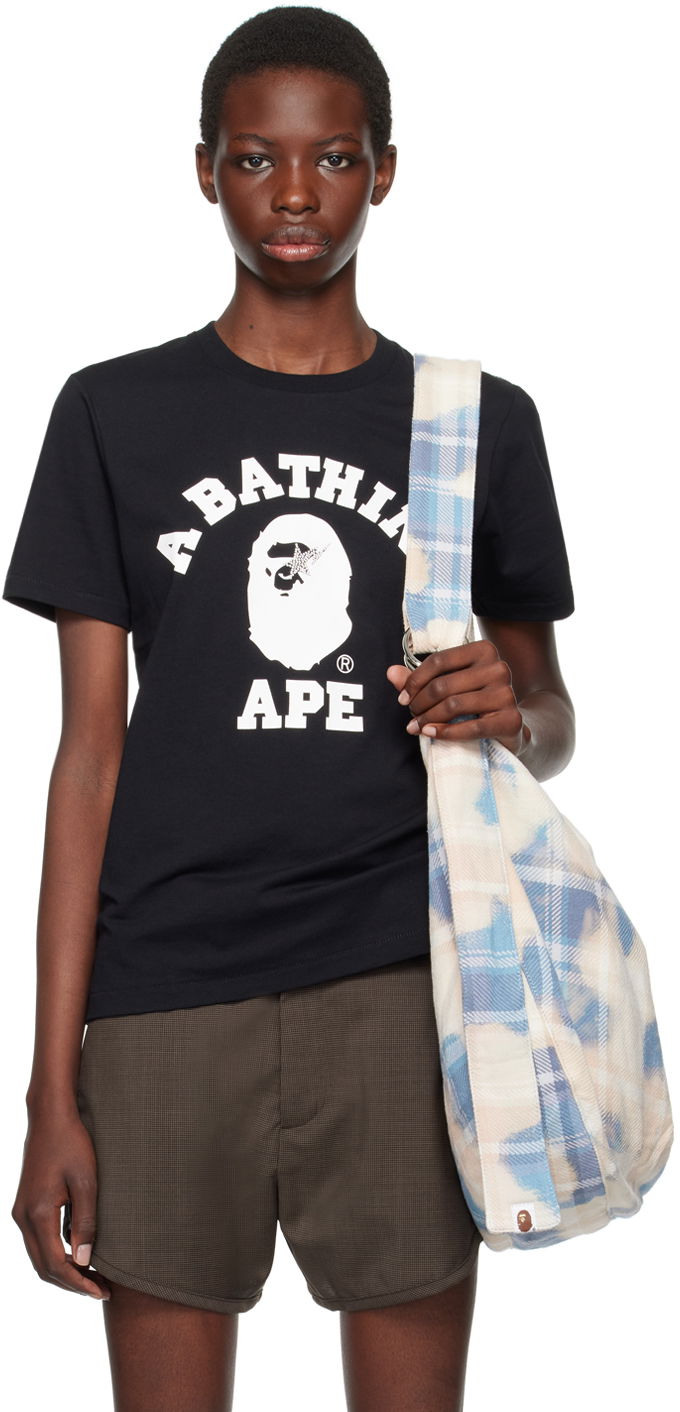 Тениска BAPE Black College Crystal Stone Sta T-Shirt Черно | 001TEK302031L