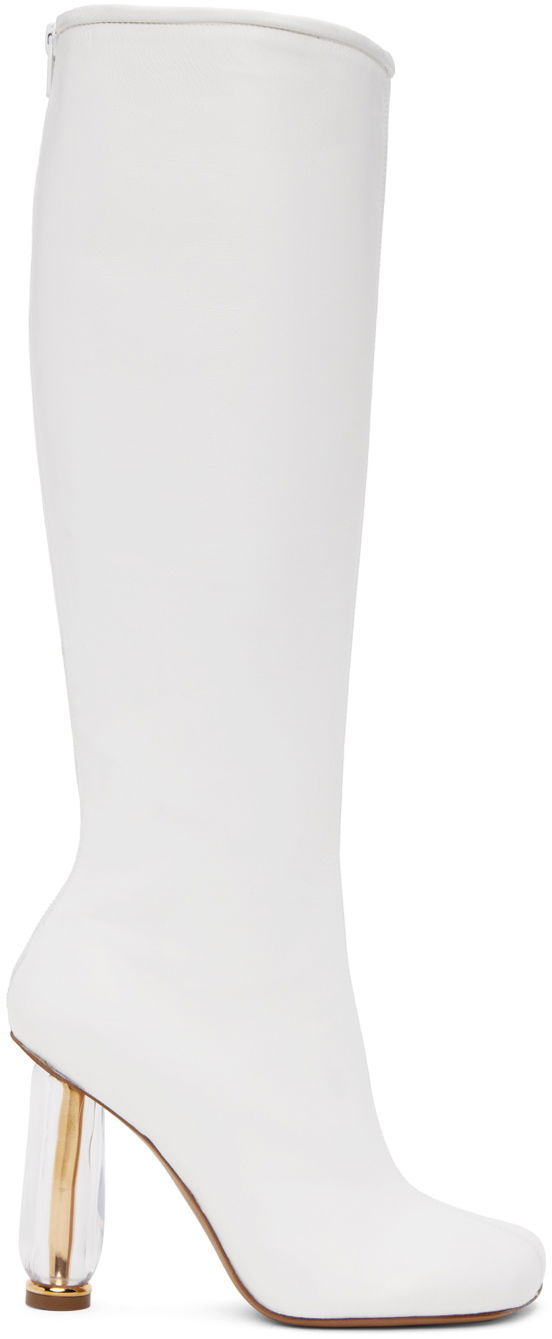 Кецове и обувки Dries Van Noten Dries Van Noten Cylindrical Heel Knee-High Boots Бяло | WS231-682-112, 0