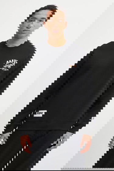 Суитчър AAPE by A Bathing Ape Aaper Crew Neck Sweatshirt Черно | AAPSWMC366XXP, 0