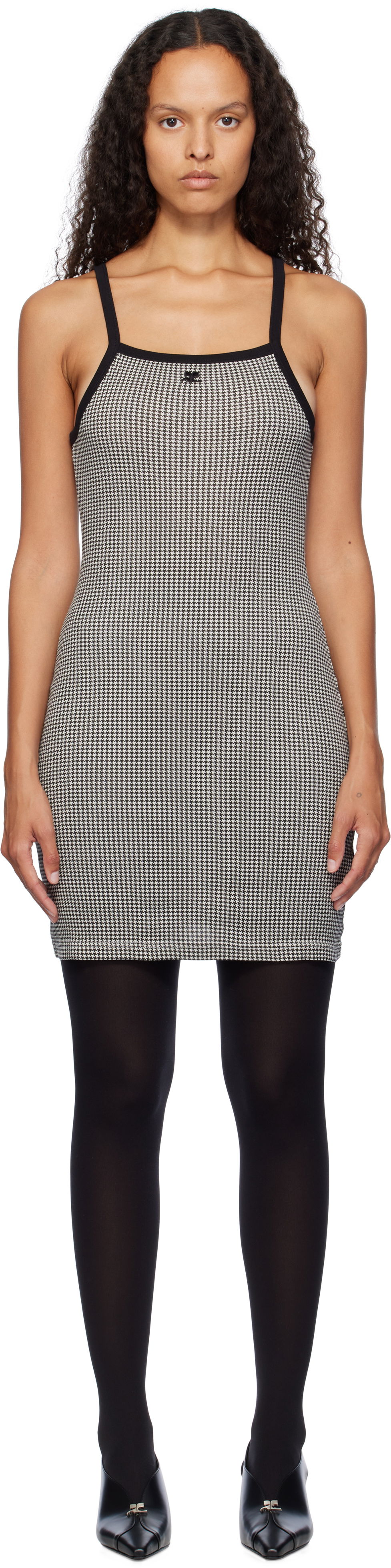 Pокля Courrèges Courrèges Houndstooth Mini Dress Черно | 324JRO458JS0167, 0