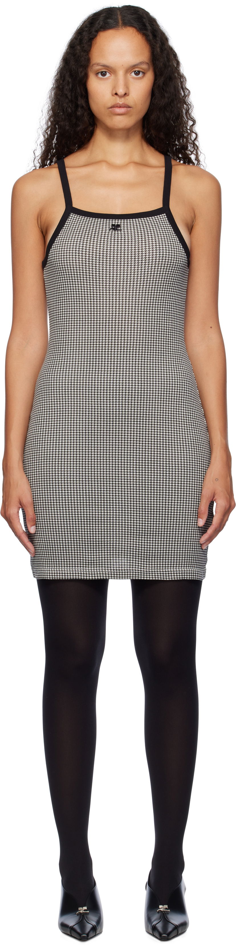 Pокля Courrèges Courrèges Houndstooth Mini Dress Черно | 324JRO458JS0167