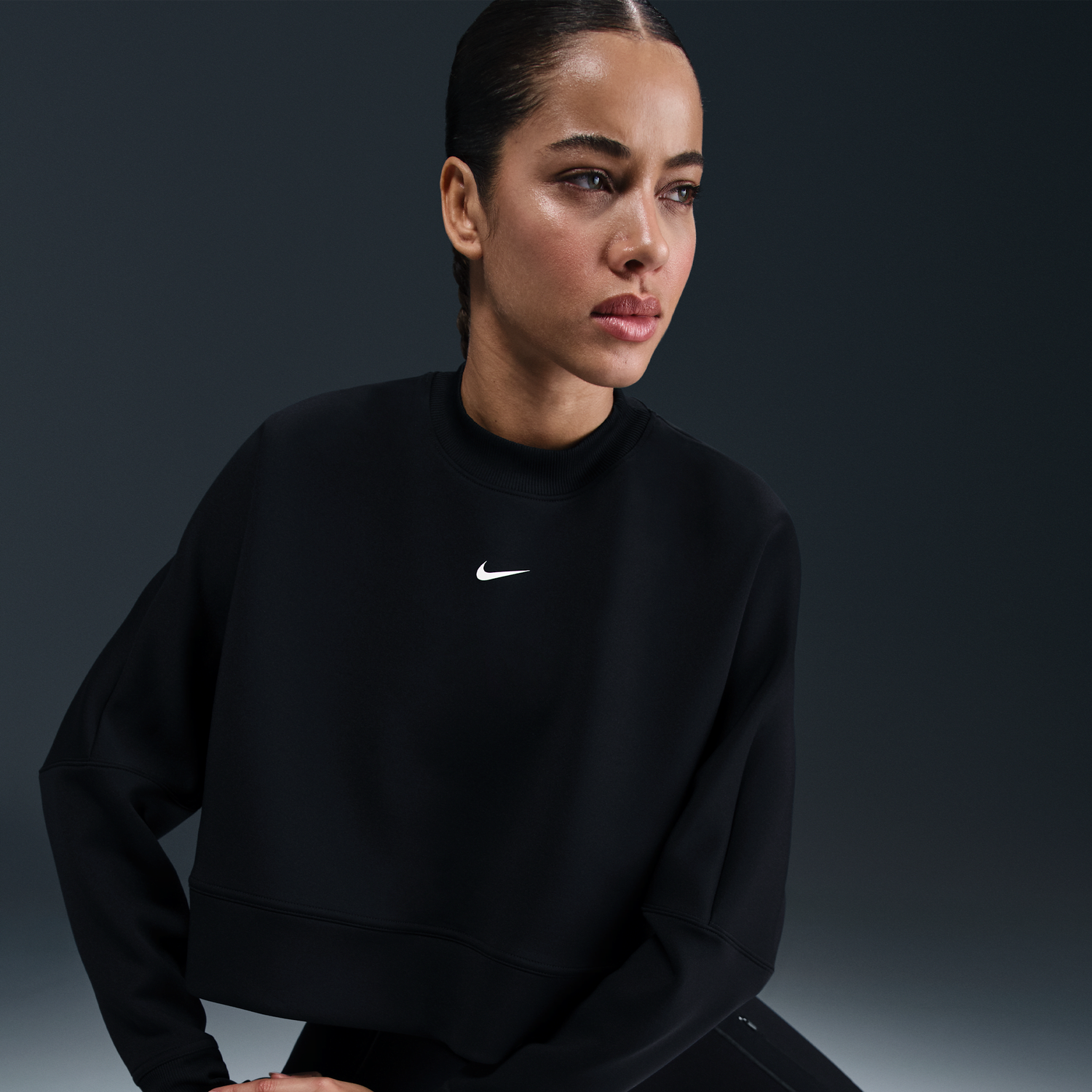 Пуловер Nike Prima Dri-FIT Loose Fit Cropped Crew Sweatshirt Черно | HJ1186-010, 0