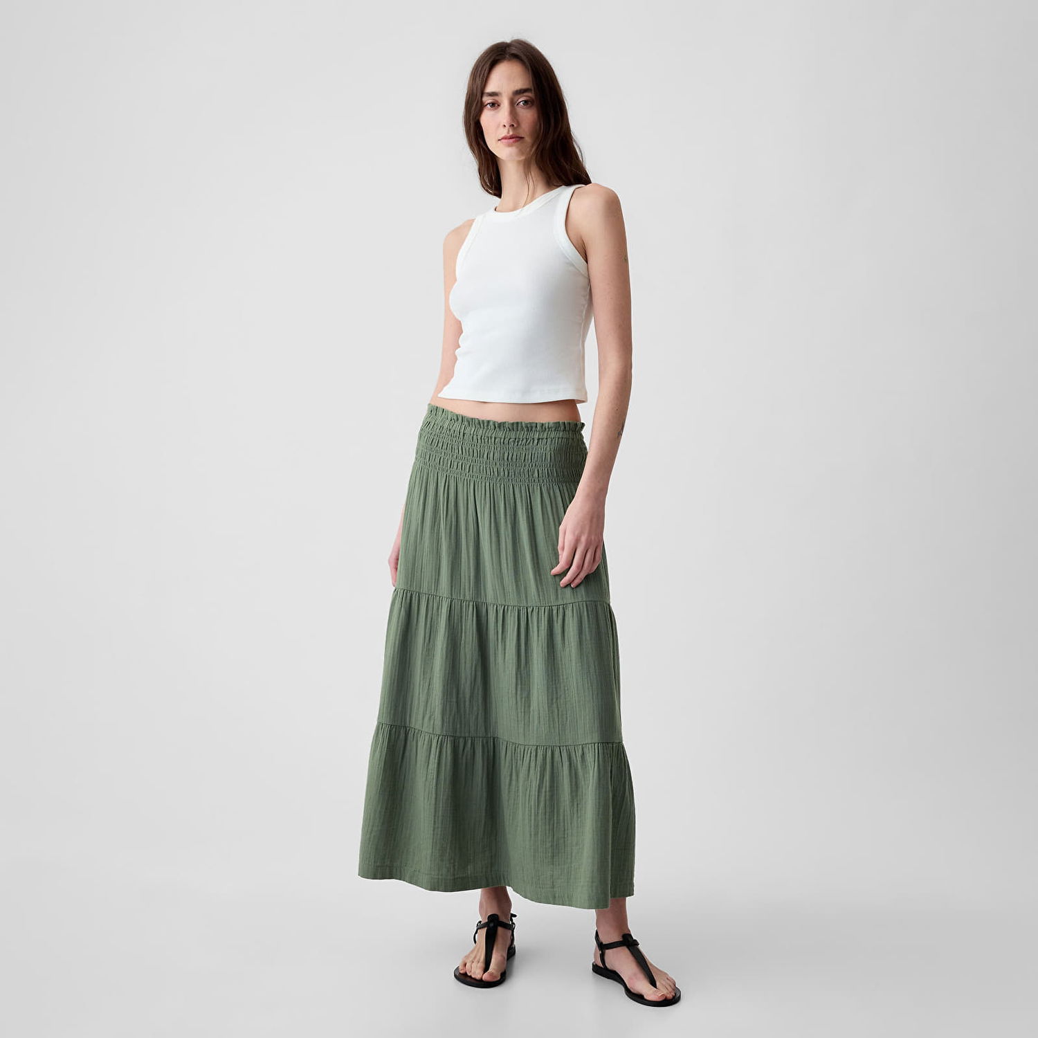 Пола GAP Skirt Pull On Gauze Maxi Skirt Laurel Wreath Green Зелено | 857496-00, 1
