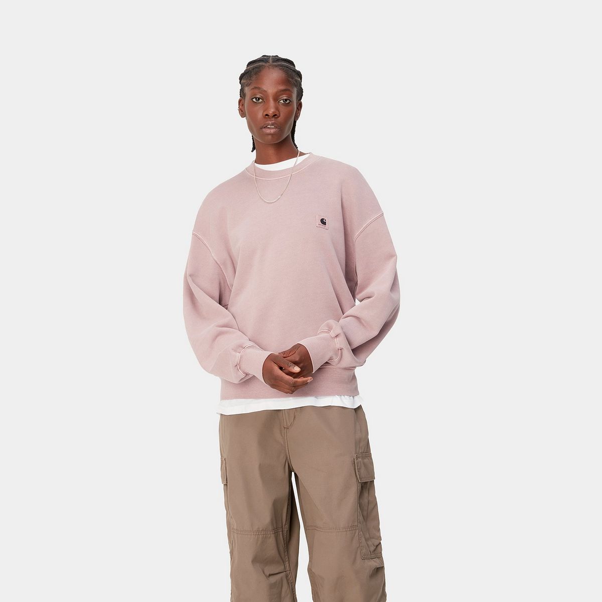 Суитчър Carhartt WIP Nelson Sweatshirt "Glassy Pink garment dyed" Розово | I029537_1NJ_GD, 0