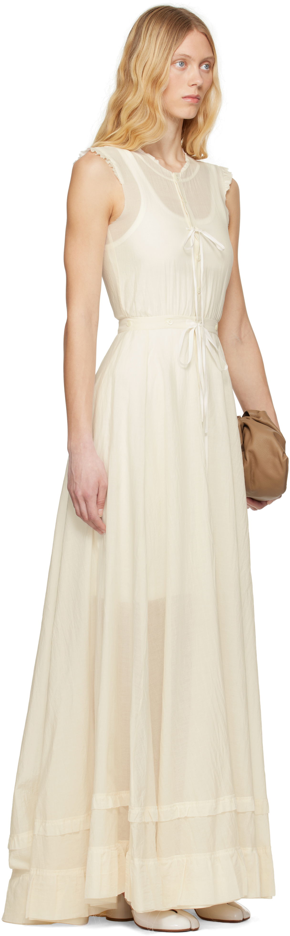 Pокля Maison Margiela MM6 Maison Margiela Cotton Voile Maxi Dress Бяло | S62DG0045 M35440, 1