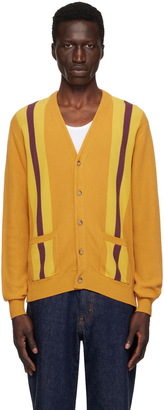 Пуловер BEAMS BEAMS PLUS Stripe Cardigan Жълто | 3815-0174-048, 0