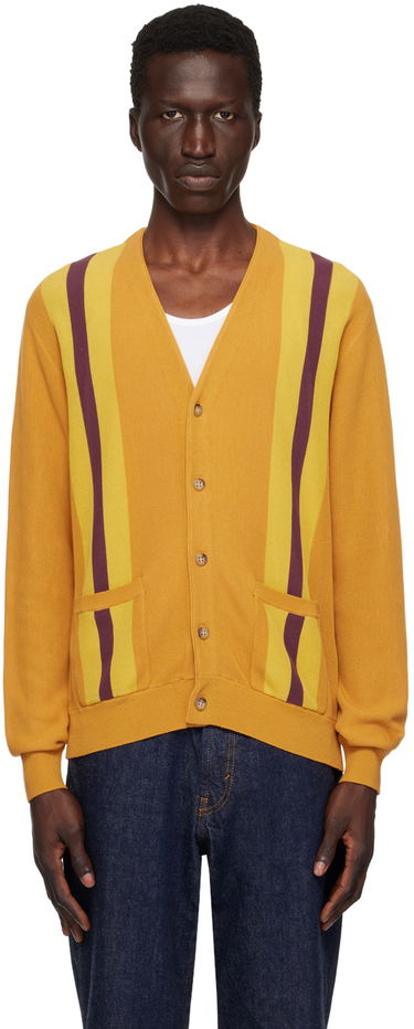 Пуловер BEAMS BEAMS PLUS Stripe Cardigan Жълто | 3815-0174-048, 0