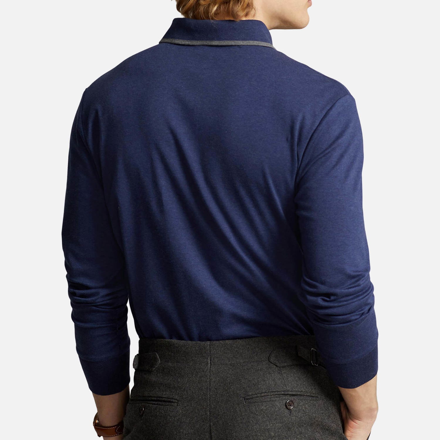 Поло тениска Polo by Ralph Lauren Polo Ralph Lauren Cotton-Jersey Long Sleeved Polo Shirt Тъмно синьо | 710884588002, 1