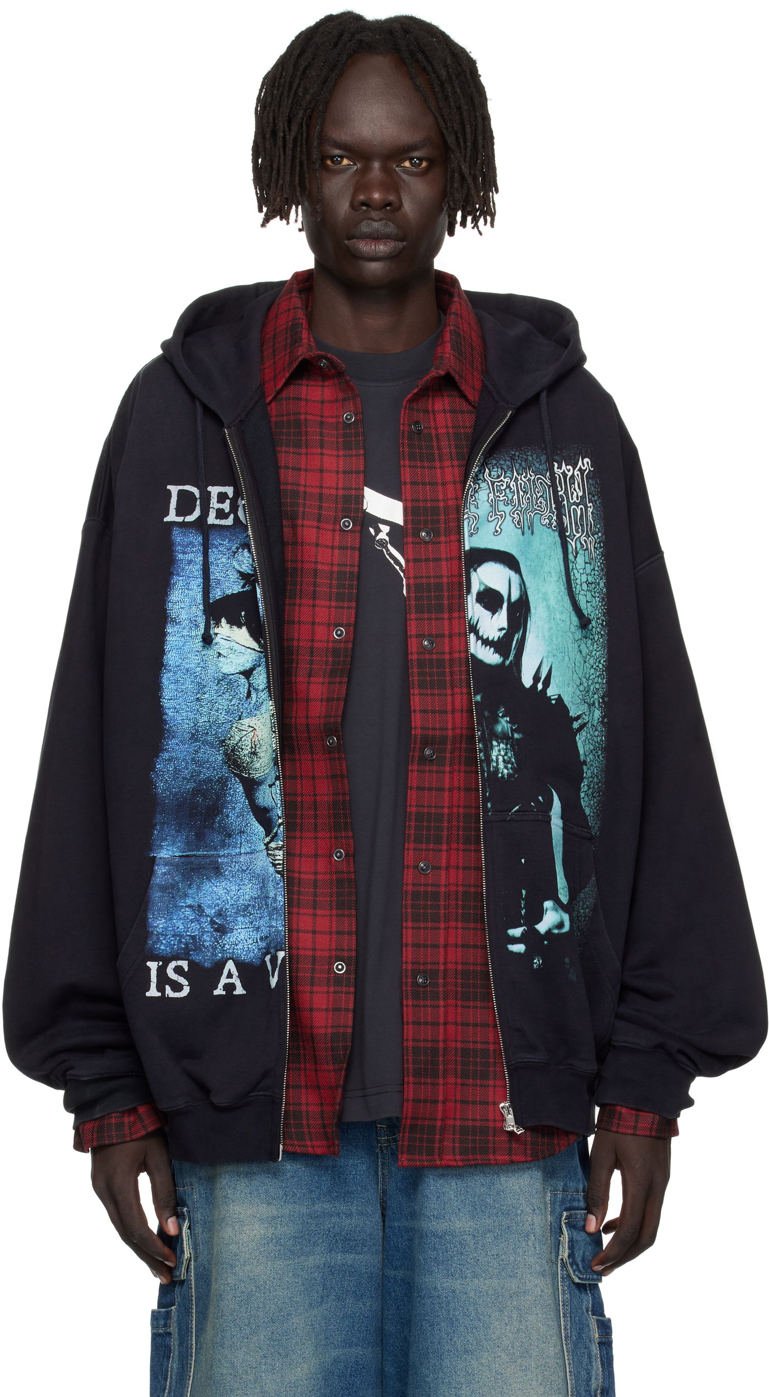 Суитчър VETEMENTS Vetements Cradle of Filth Cut-Up Oversized Zip-Up Hoodie Черно | UCF76ZU950BB, 0